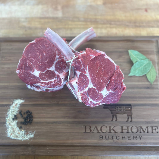 Grass-Fed and Finished, Black Angus Cowboy Ribeye